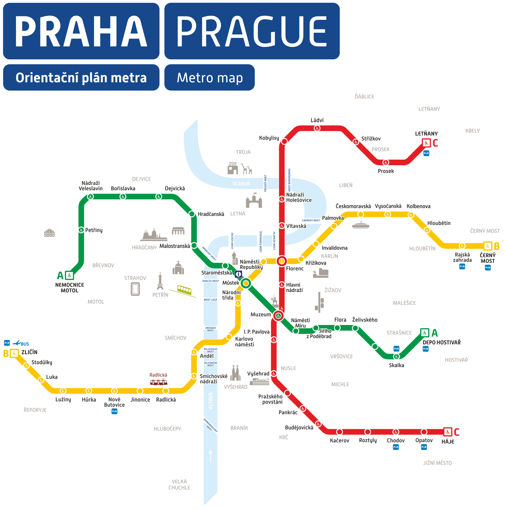 Orientační plán metra - Praha